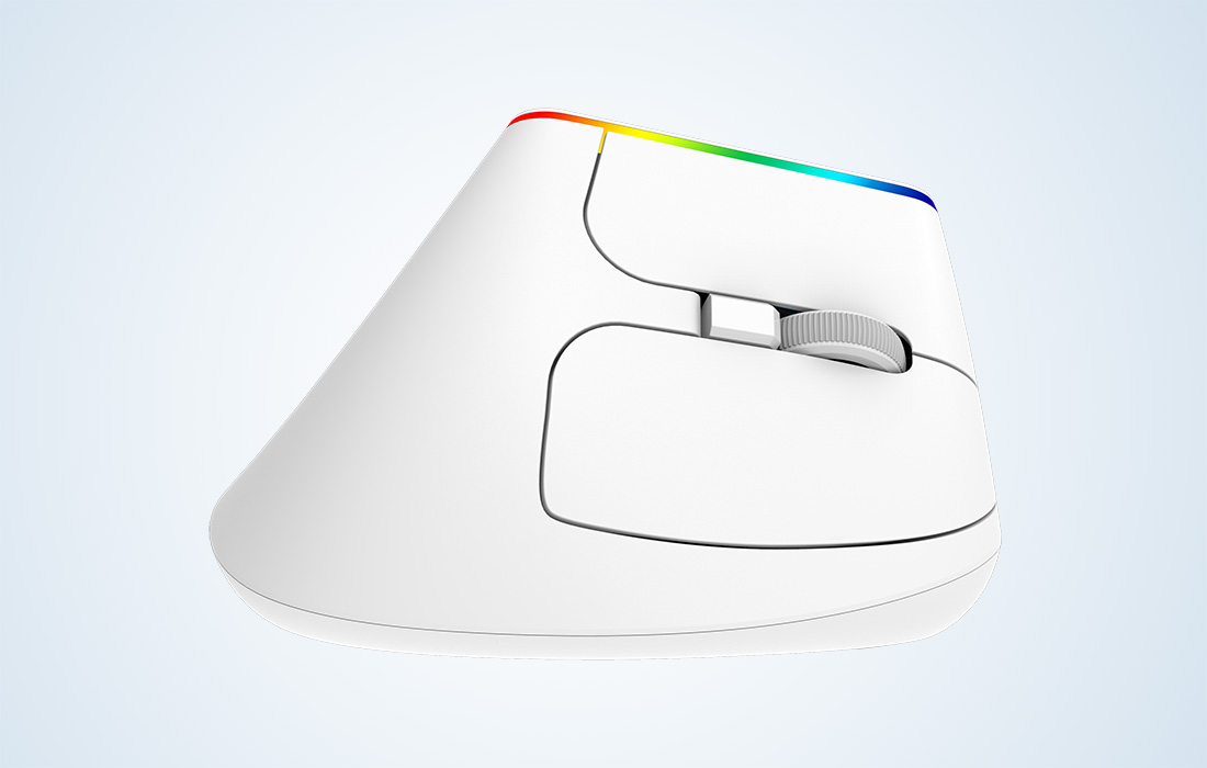 Belaidė vertikali pelė Delux M618C 2.4G 1600DPI RGB - balta aprašymas - Prekės nuotrauka Belaidė vertikali pelė Delux M618C 2.4G 1600DPI RGB - balta aprašymas - Prekės nuotrauka