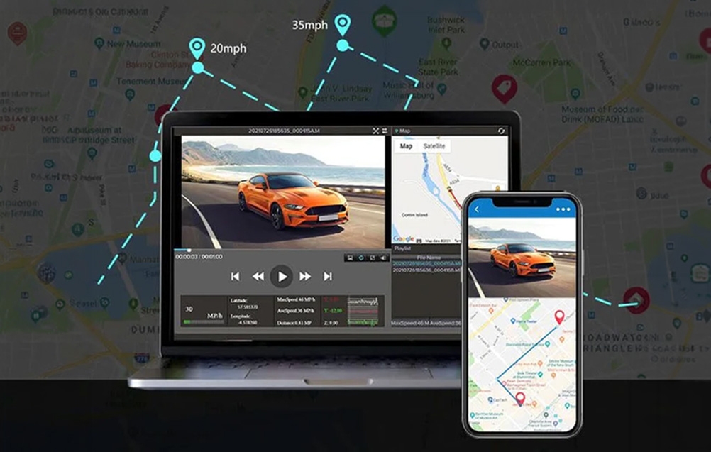 Vaizdo registratorius - WOLFBOX i07 2,5K Wi‑Fi 1080p 3 kanalų GPS 3 colių IPS aprašymas - Prekės nuotrauka