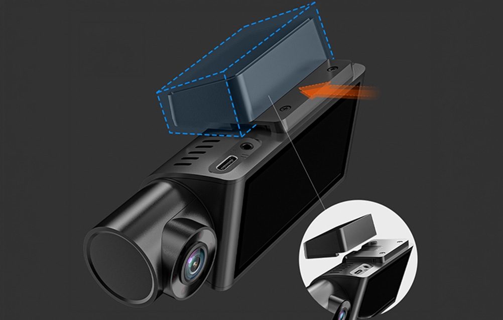 Vaizdo registratorius - WOLFBOX i07 2,5K Wi‑Fi 1080p 3 kanalų GPS 3 colių IPS aprašymas - Prekės nuotrauka