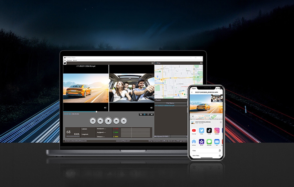 Automobilio Vaizdo Kamera - WOLFBOX i17 4K 64GB Wi-Fi Automobilio Vaizdo Registratorius aprašymas - Prekės nuotrauka