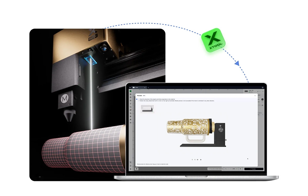 xTool sukamasis priedas 3 Lite skirtas xTool M2 aprašymas - Prekės nuotrauka