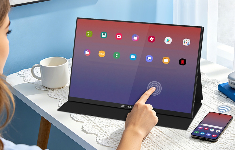 ZEUSLAP P16BT portable monitorius with a 16-inch touchscreen aprašymas - Prekės nuotrauka