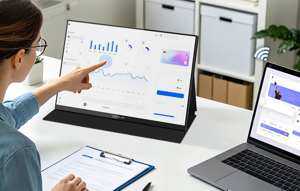 ZEUSLAP P16BT portable monitorius with a 16-inch touchscreen aprašymas - Prekės nuotrauka