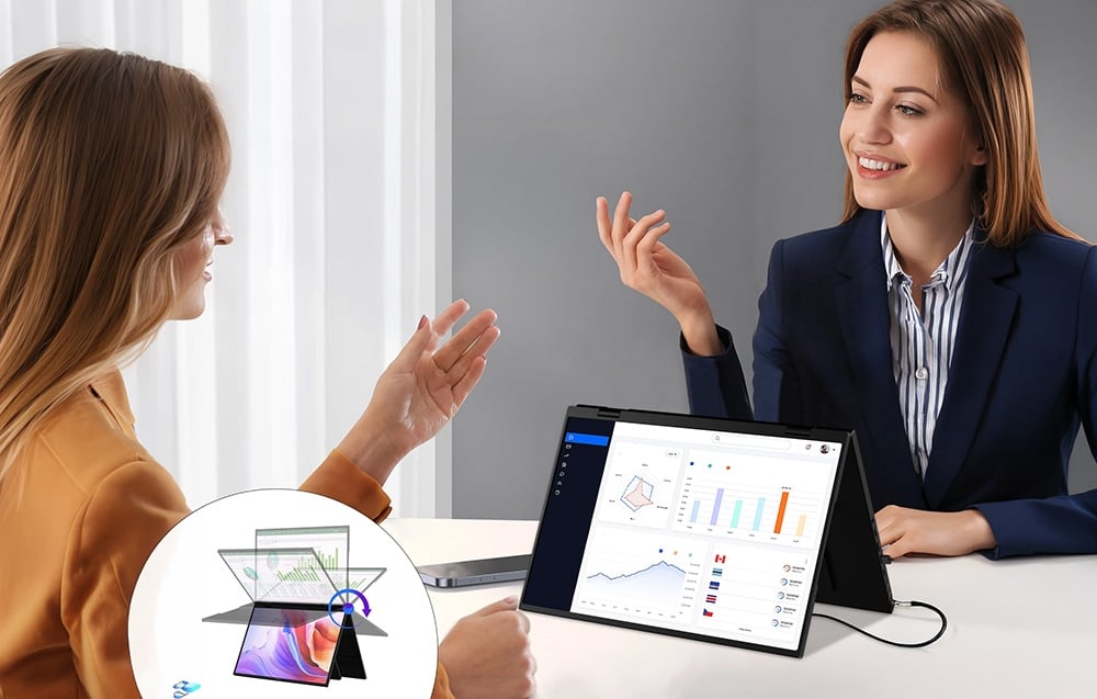 ZEUSLAP Z14W Portable Monitorius with a 14-inch dual-touch screen aprašymas - Prekės nuotrauka
