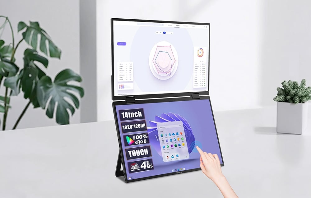 ZEUSLAP Z14W Portable Monitorius with a 14-inch dual-touch screen aprašymas - Prekės nuotrauka