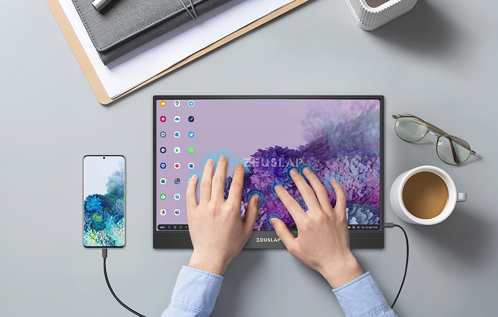 Monitorius ZEUSLAP Z15ST - Full HD | IPS | Dotyk | 15.6