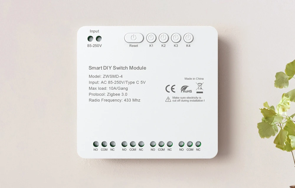 „ZigBee“ 4 kanalų jungiklio modulis su bevolte DC 32V kontaktu „Avatto ZWSMMD-4-250V“ aprašymas - Prekės nuotrauka „ZigBee“ 4 kanalų jungiklio modulis su bevolte DC 32V kontaktu „Avatto ZWSMMD-4-250V“ aprašymas - Prekės nuotrauka