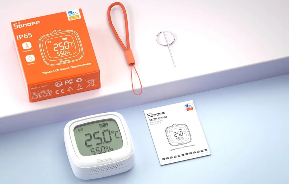 „ZigBee“ LCD temperatūros ir drėgmės jutiklis „Sonoff SNZB-02WD“ aprašymas - Prekės nuotrauka „ZigBee“ LCD temperatūros ir drėgmės jutiklis „Sonoff SNZB-02WD“ aprašymas - Prekės nuotrauka
