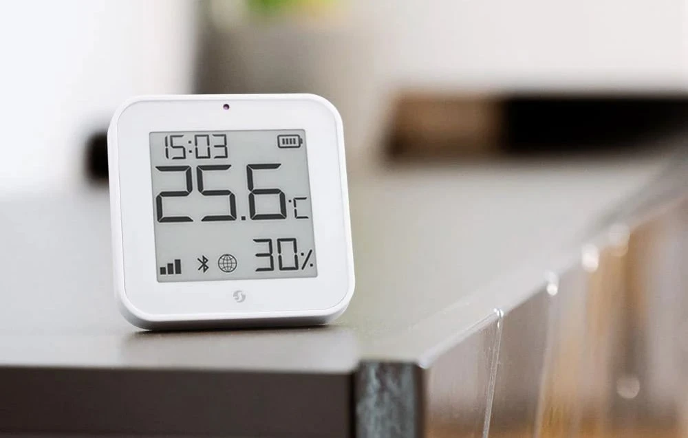 Shelly BLU H&T Ekranas ZB temperatūros, drėgmės, LUX sensorius, Bluetooth, Zigbee, Baltas aprašymas - Prekės nuotrauka