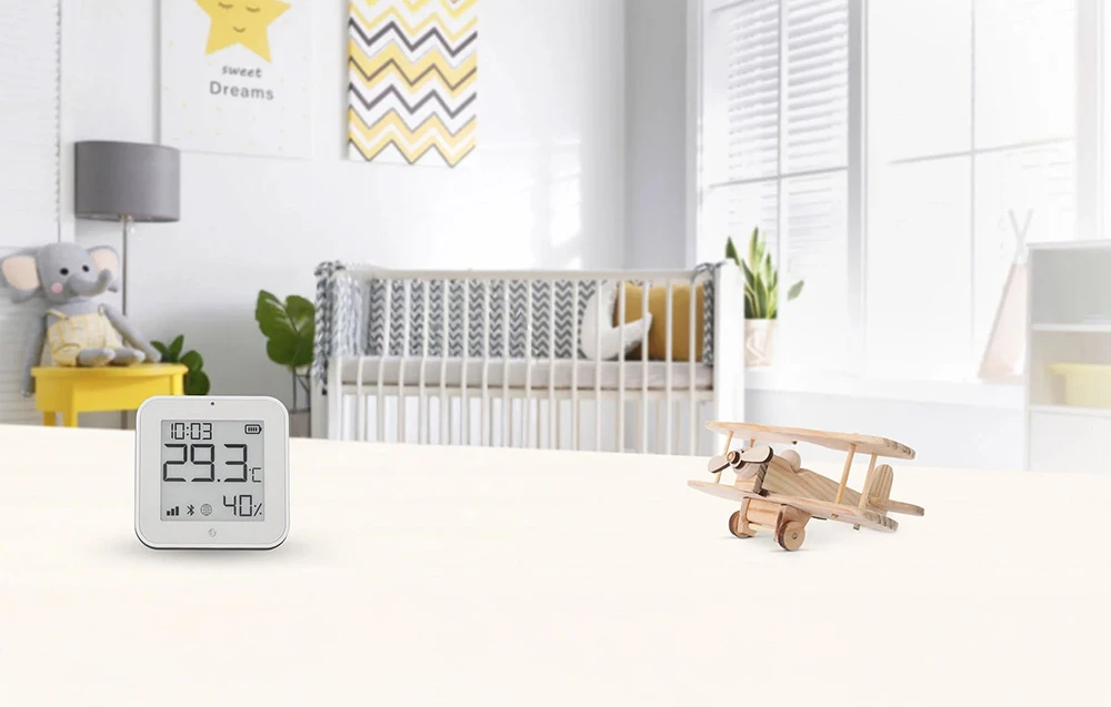 Shelly BLU H&T Ekranas ZB temperatūros, drėgmės, LUX sensorius, Bluetooth, Zigbee, Baltas aprašymas - Prekės nuotrauka
