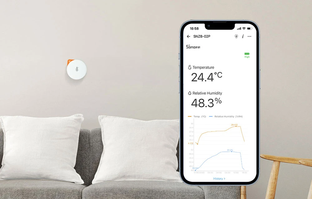 Sonoff SNZB-02P Zigbee 3.0 temperatūros ir drėgmės sensorius aprašymas - Prekės nuotrauka Sonoff SNZB-02P Zigbee 3.0 temperatūros ir drėgmės sensorius aprašymas - Prekės nuotrauka