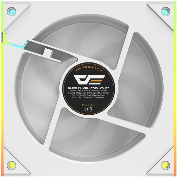 Korpuso Ventiliatorius - DarkFlash DM8 LINE Baltas 800–1600 RPM 58 CFM 4 Kontaktų PWM 5 V 3 Kontaktų ARGB 7 Menčių Ventiliatoriai Baltas