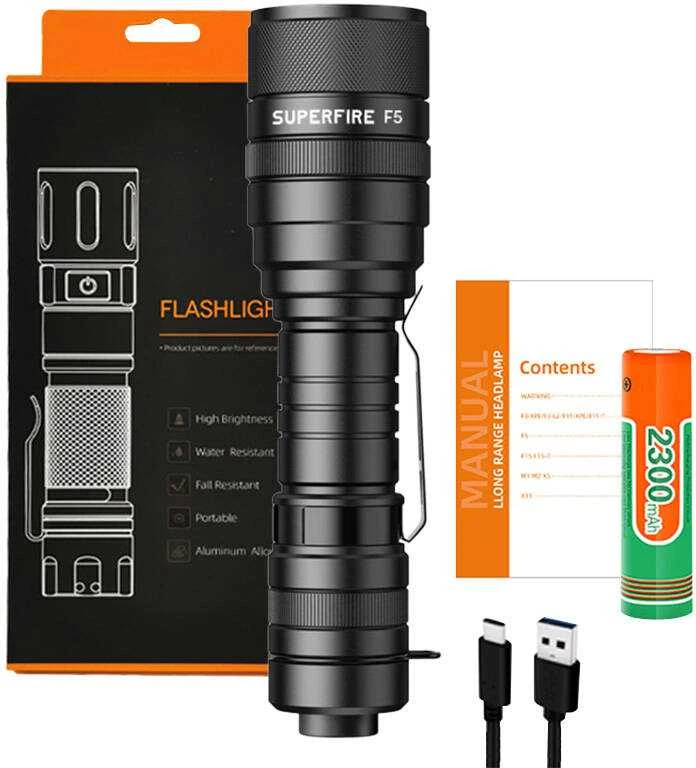 Žibintuvėlis Superfire F5, 1100lm, USB
