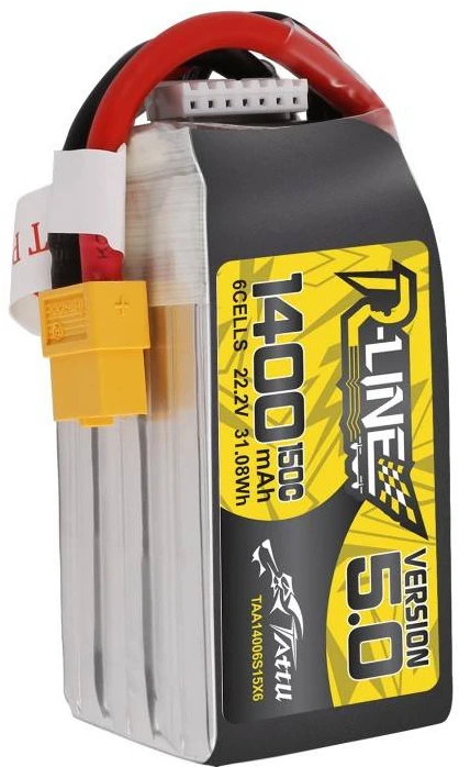 Gens Ace & Tattu Tattu R-Line 5.0 1400mAh 22.2V 150C 6S1P XT60 akumuliatorius