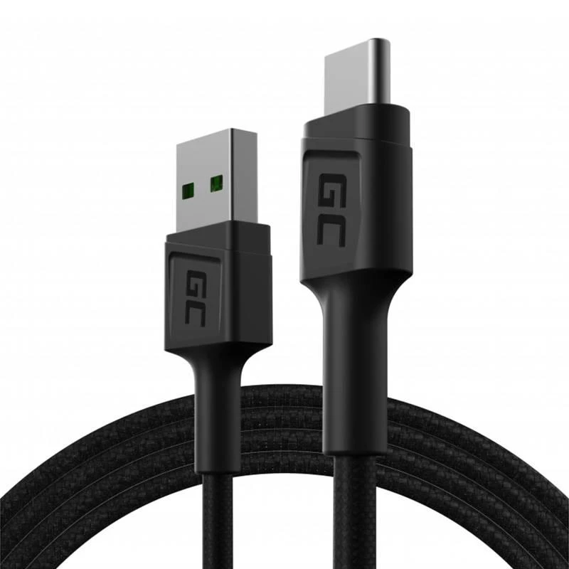 Green Cell Žalias Cell GREENCELL laidas GC PowerStream USB-A – USB-C 120cm Ultra Charge QC 3.0