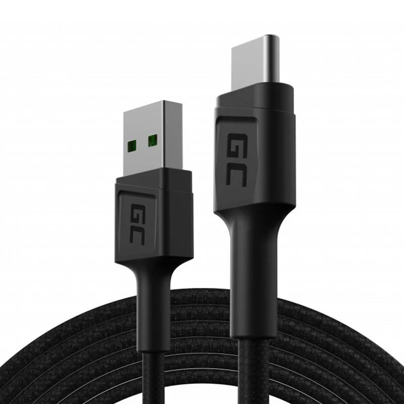 Green Cell Žalias Cell GREENCELL kabelis GC PowerStream USB-A – USB-C 200cm Ultra Charge QC 3.0