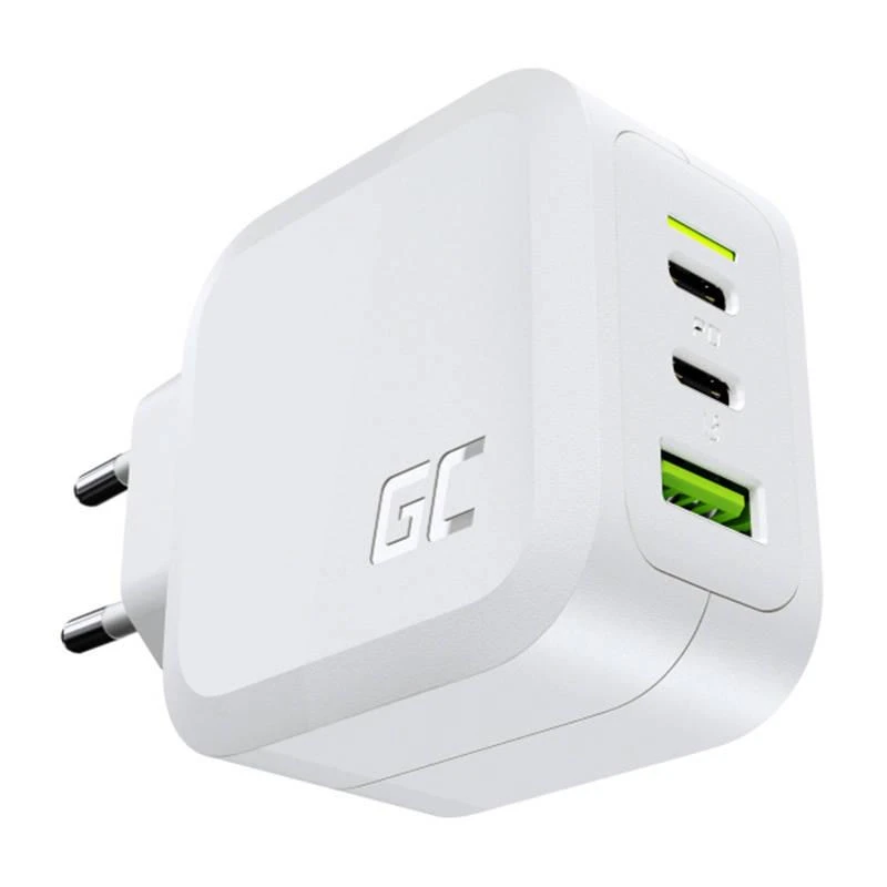 Green Cell Žalias Cell Žalias Cell įkroviklis 65W GaN GC PowerGan - 2x USB-C, 1x USB-A - baltas