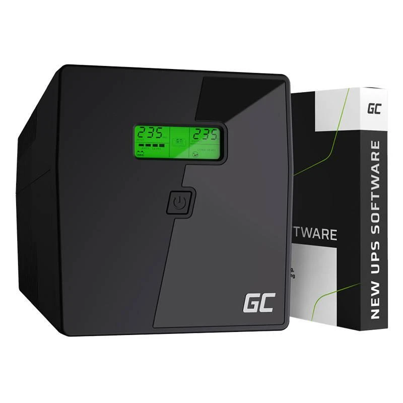 Nepertraukiamo maitinimo šaltinis Green Cell Uninterruptible Power Supply UPS 1000VA 600W with LCD Display | EU VERSION | 2x Schuko 2x IEC Sockets