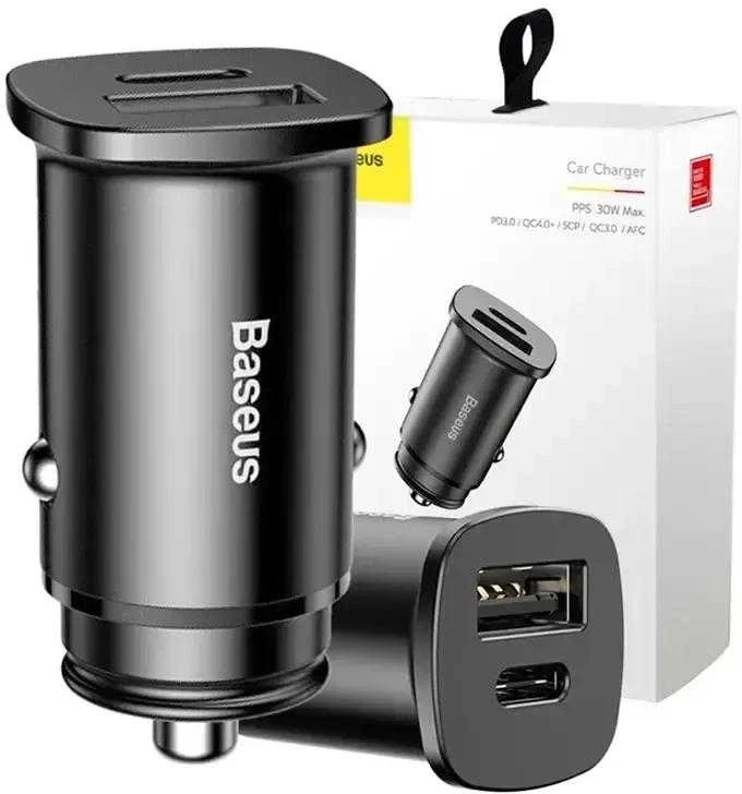Baseus Square automobilinis įkroviklis PPS QC4.0 / PD3.0 5A 30W - Juodas