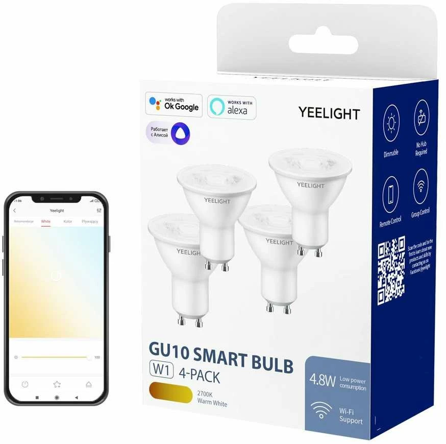 Lubinis šviestuvas Yeelight LED išmanioji GU10 reguliuojama lemputė - 4vnt