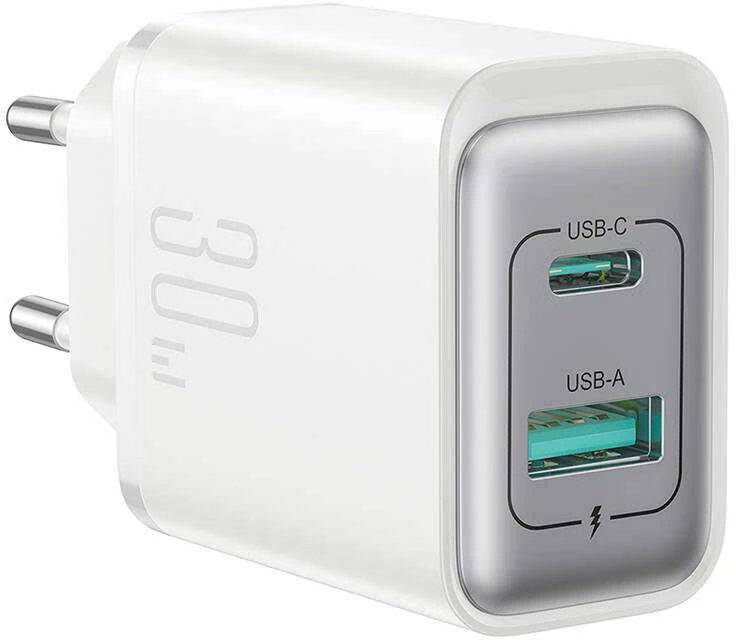 Įkroviklis Joyroom JR-TCF15 30W USB-C/USB-A baltas