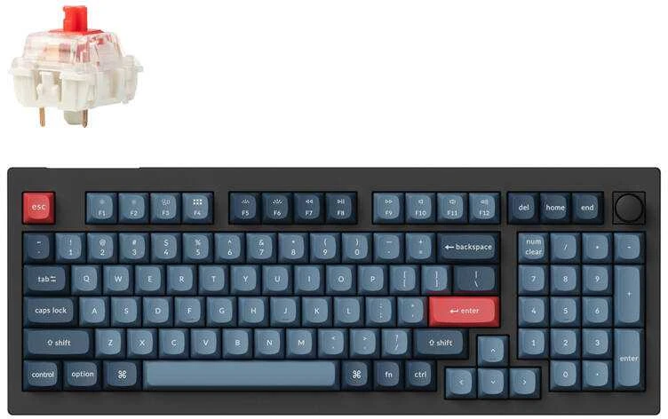 Keychron V5 Max QMK/VIA RGB Knob Raudona Switch Belaidė mechaninė klaviatūra (juodas)