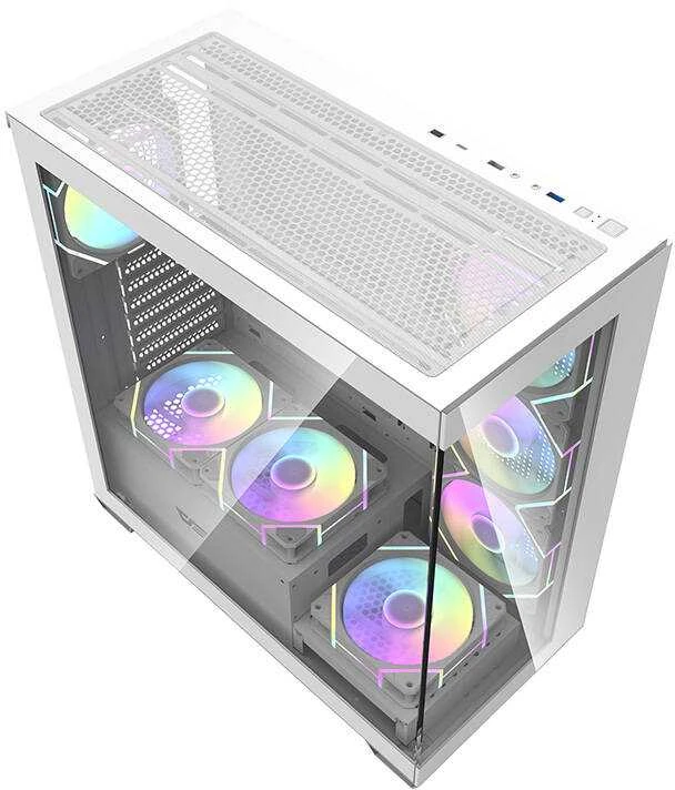 Kompiuterio dėklas Darkflash DS900 (baltas) + 7 ARGB ventiliatoriai