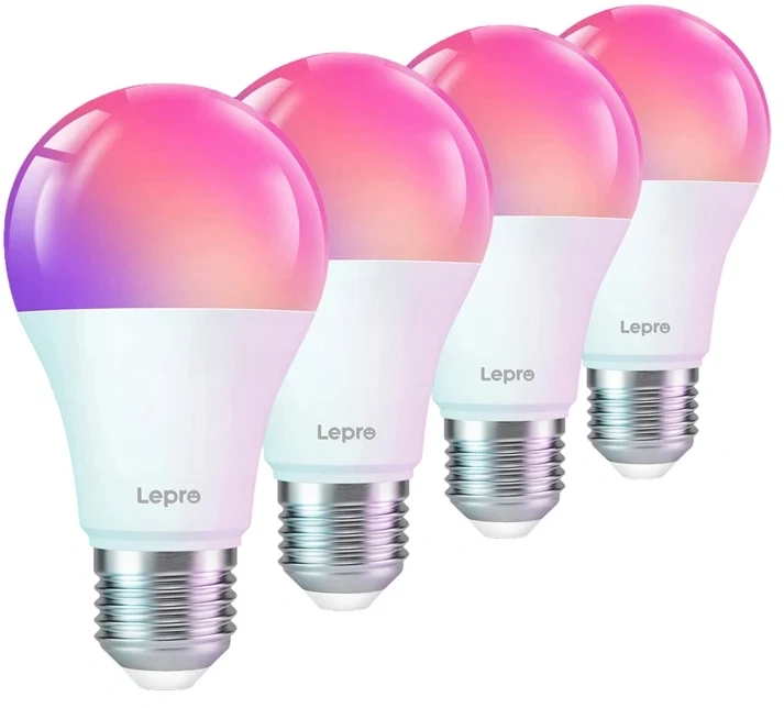 LEPRO B1-EU-4 E27 Wi-Fi LED Bulbs, 4-Pack