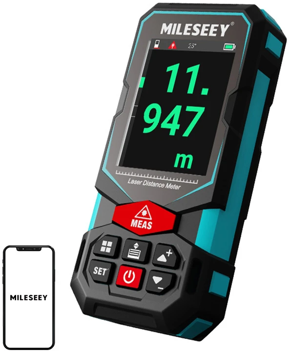 Matavimo Priemonė - Mileseey S7 Lazerinis Atstumo Matuoklis 100m, ±2 mm Tikslumas, Bluetooth, IP65 Juodas