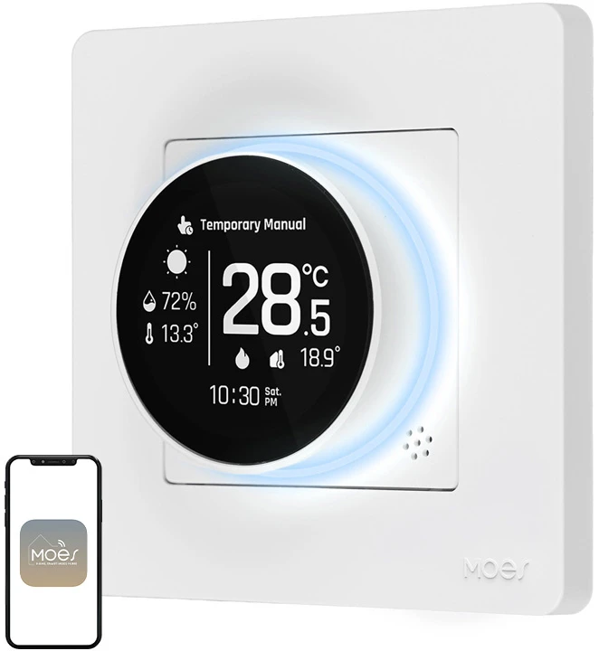 Moes Star Ring Zigbee išmanusis termostatas elektriniam šildymui 16A GB, baltas