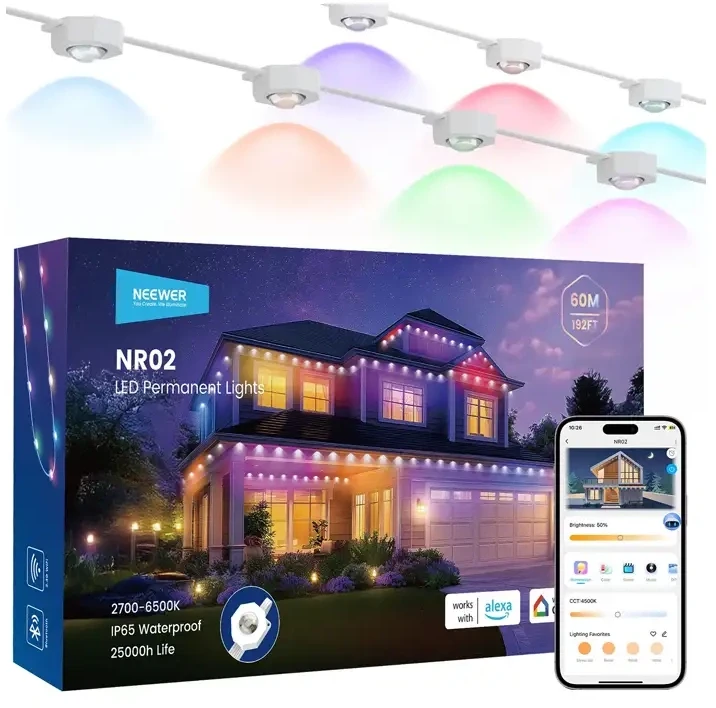 Lauko LED Šviestuvas - NEEWER NR02 60 m RGBCW Lauko Apšvietimo Sistema
