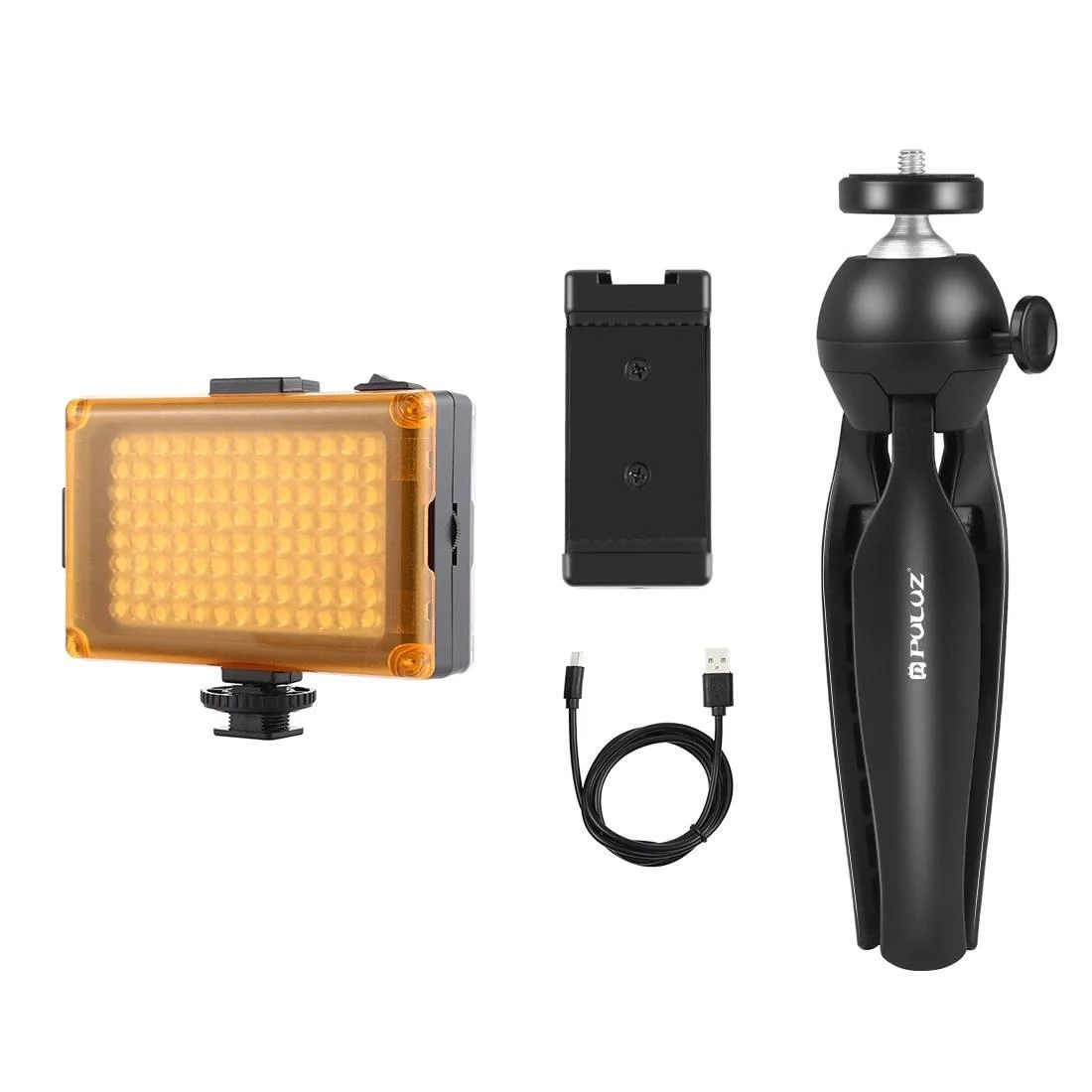 Puluz Gyvų transliacijų rinkinys - trikojis + LED šviestuvas + telefono laikiklis