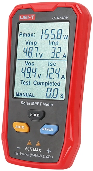 MPPT testeris, 5-800W, 0-35A, 12-60VDC, rankinis/auto režimas, UNI-T