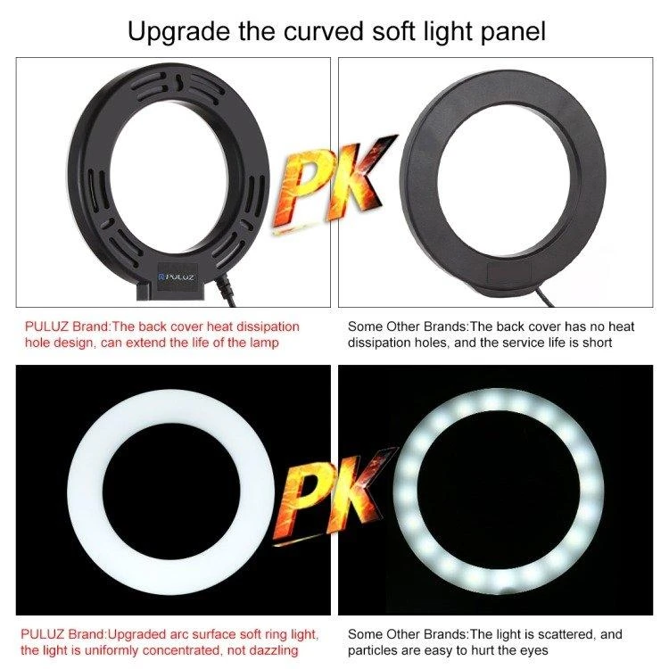 Žiedinė LED lempa su reguliuojamu pagrindu Puluz