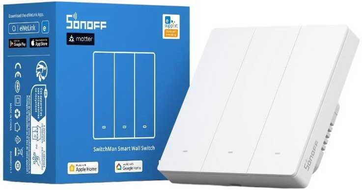 Sonoff SwitchMan M5 Wifi 3 klavišų jungiklis 86mm pločio M5-3C-86