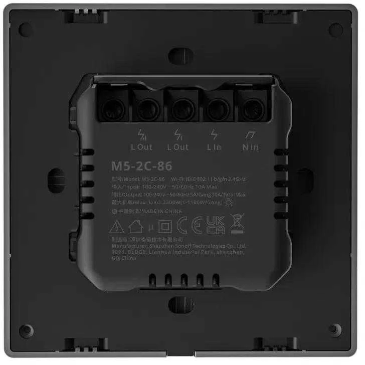 Išmanusis scenos sieninis jungiklis WiFi Sonoff M5 2C (2 kanalų)