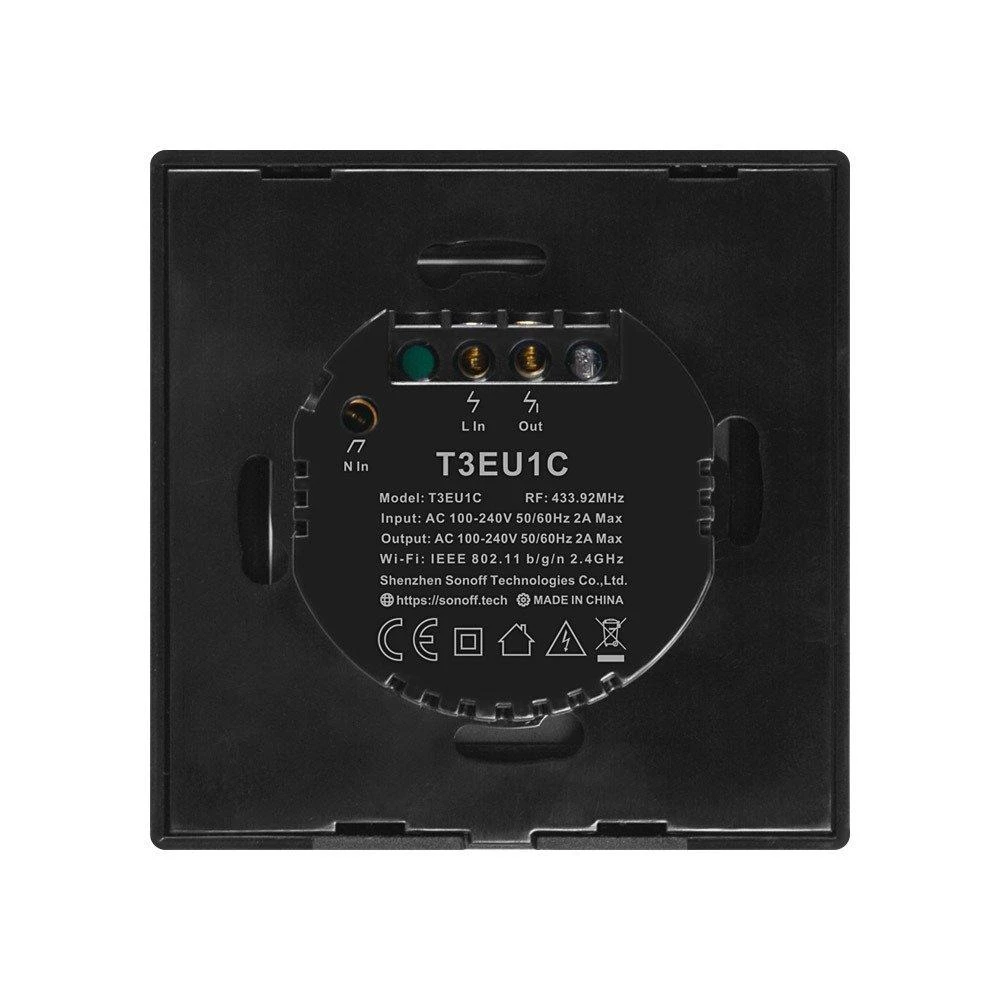 Sonoff T3EU1C-TX 1 kanalo sieninis jungiklis 230VAC juodas
