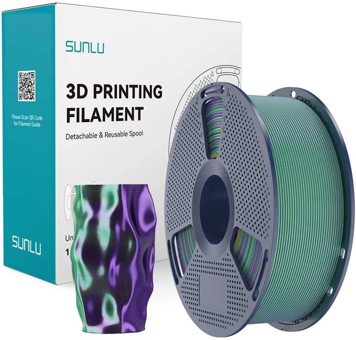 Sunlu PLA+ Silk Dual Color Filament (žalias and violetinė)