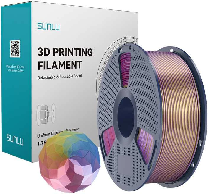 Sunlu PLA+ Silk Forth-Color Filament (mėlynas-violetinė-red-auksinis)