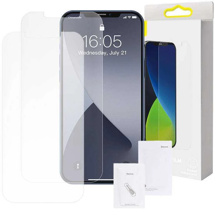 Grūdintas stiklas 0.3mm Baseus skirtas iPhone 12/12 Pro 6.1 - 2020m 2vnt