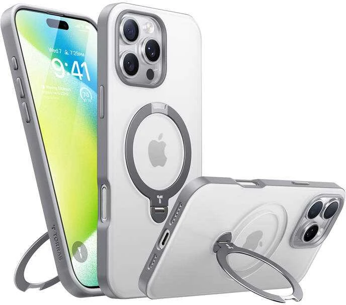 Dėklas Case Torras Ostand Spin Series do iPhone 16 Pro (Titano pilka)