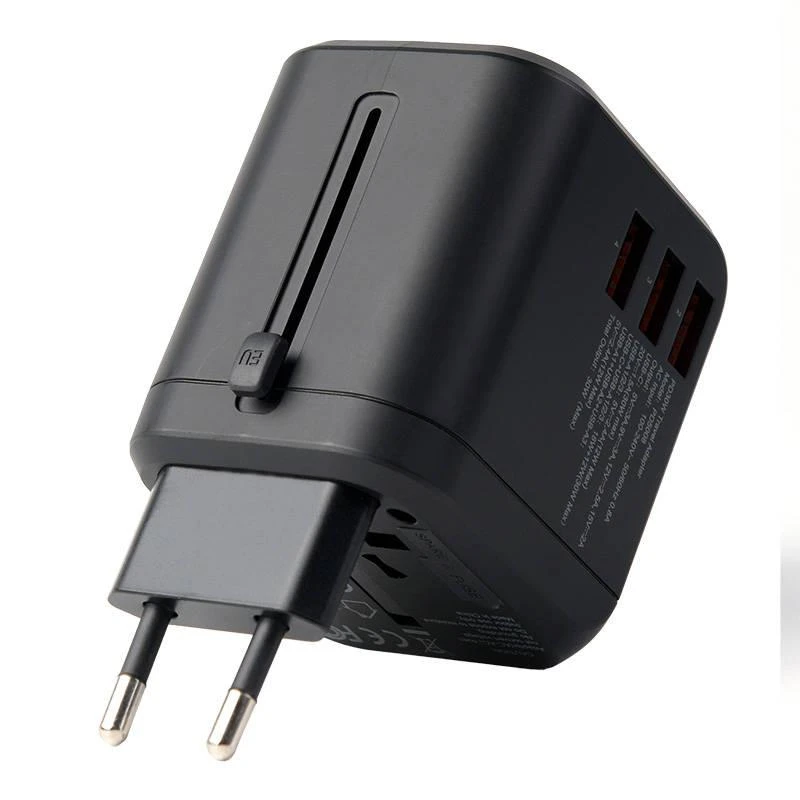 Kelioninis sieninis įkroviklis Choetech PD5008, 3xUSB-A, 1xUSB-C, GaN, 30W (juodas)