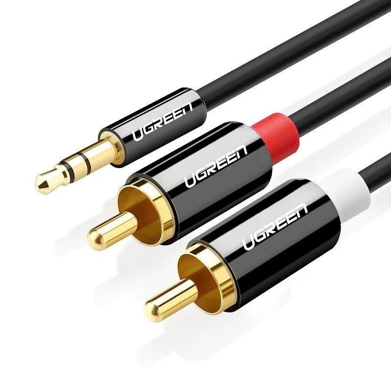 UGREEN AV116 kabelis AUX 3.5mm - 2RCA Cinch 3m - Juodas