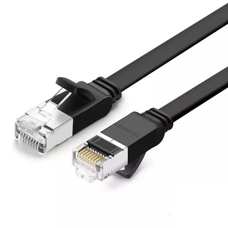 Ugreen flat kabelis internet network kabelis Ethernet patch cord RJ45 Cat 6 UTP 1000 Mbps 2 m juodos spalvos (50185)