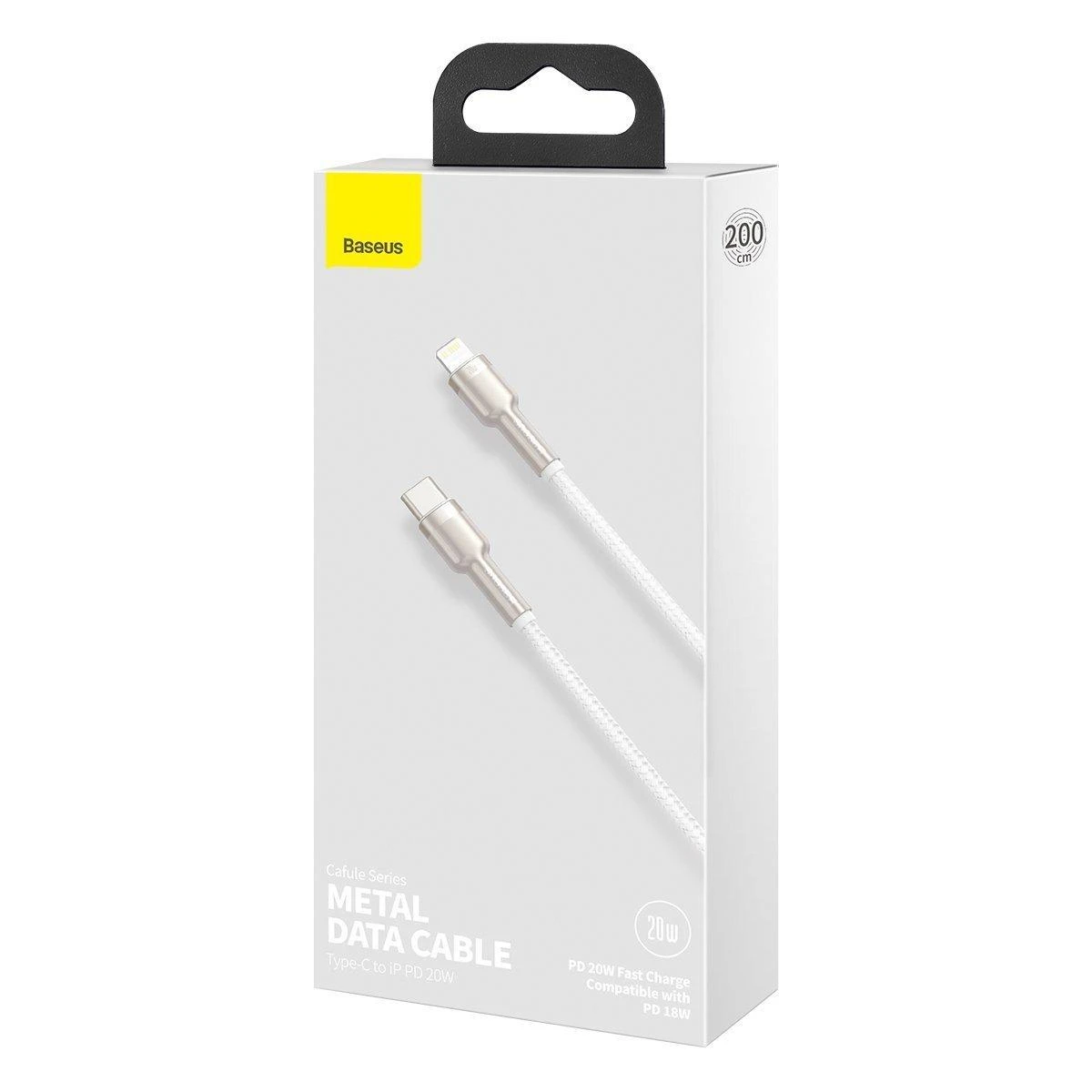 Baseus Cafule USB-C į Lightning kabelis PD 20W 2m - Baltas