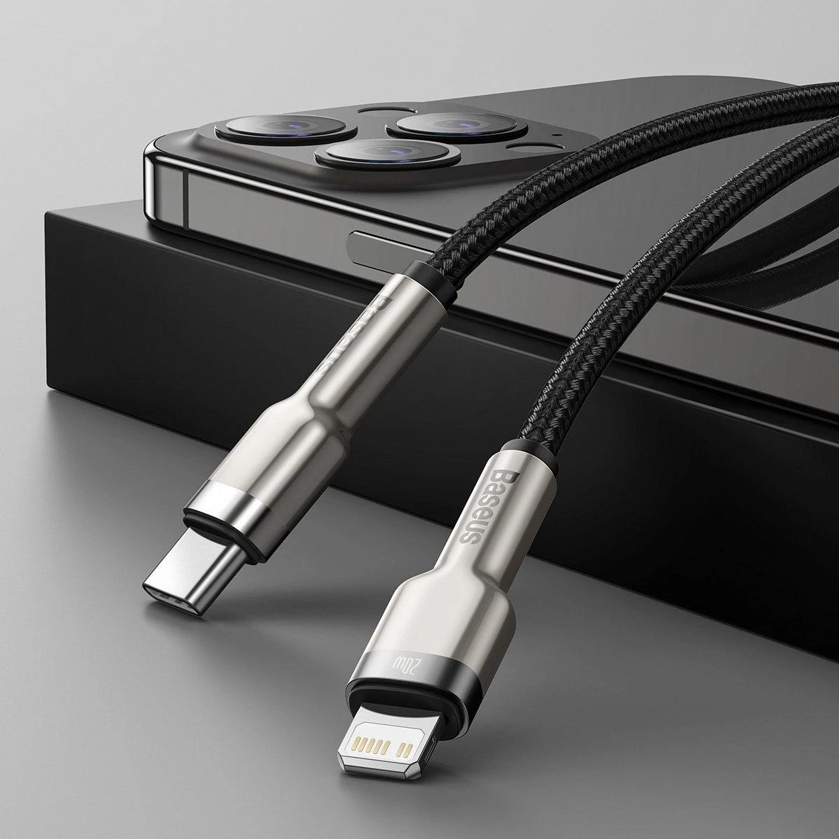 Baseus Cafule USB-C į Lightning kabelis PD 20W 1m - Juodas