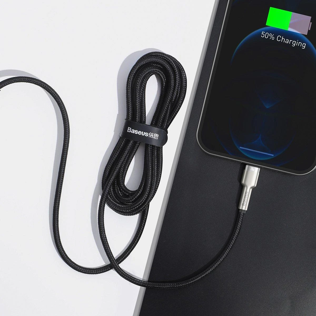 Baseus Cafule USB-C į Lightning kabelis 20W 2m - Juodas