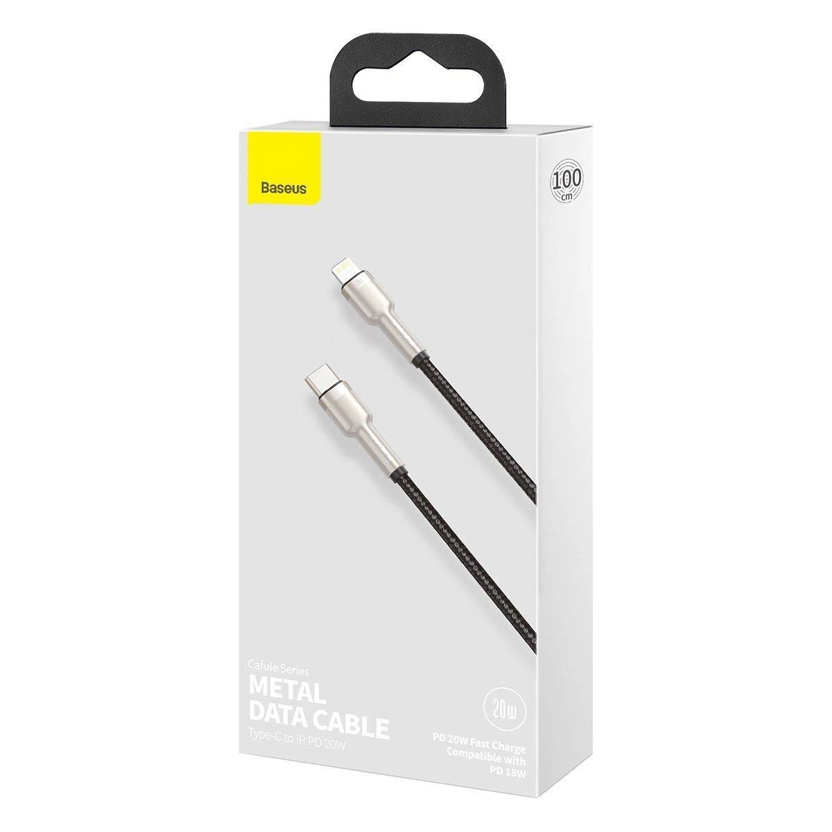 Baseus Cafule USB-C į Lightning kabelis PD 20W 1m - Juodas