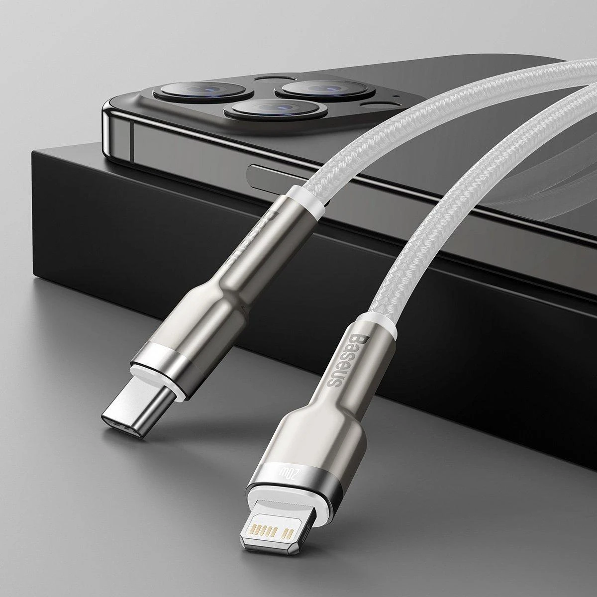 Baseus Cafule USB-C į Lightning kabelis PD 20W 1m - Baltas