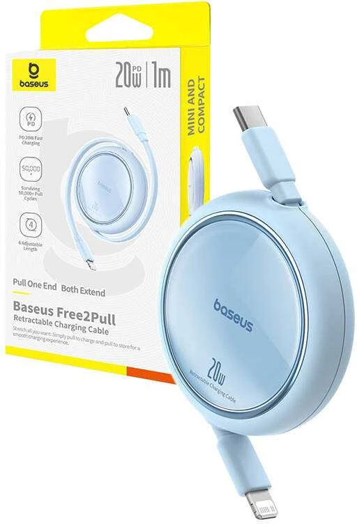 USB kabelis Baseus Free2Pull USB-C iki iP 20W 1m (mėlynas)